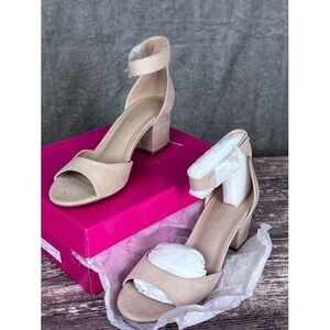 Dream Paris Angela Nude Suede Ankle‎ Heels Size 10 Chunkle Aaveet New with Box